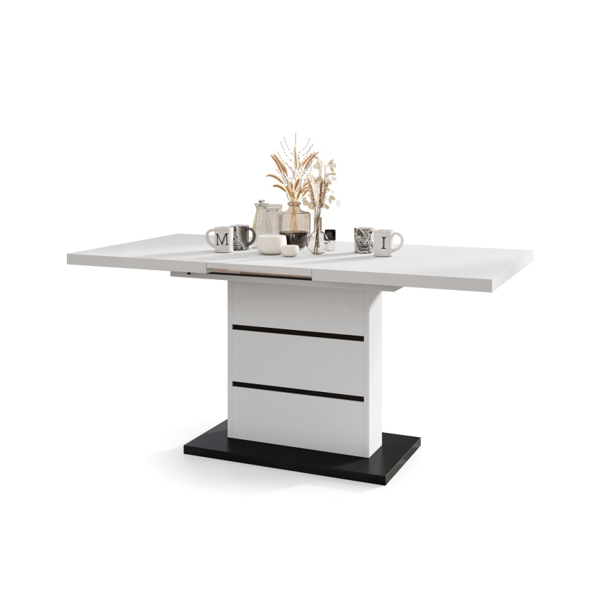Utdragbart matbord PAOLO vit/svart