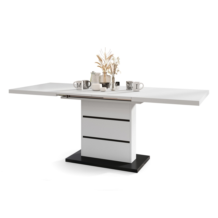 Utdragbart matbord PAOLO vit/svart