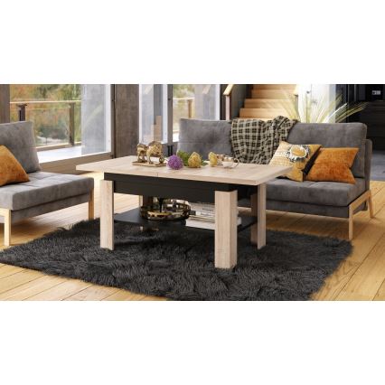 Utdragbart soffbord med lyftbar bordsskiva ROY 130/170x65 cm ek sonoma/svart