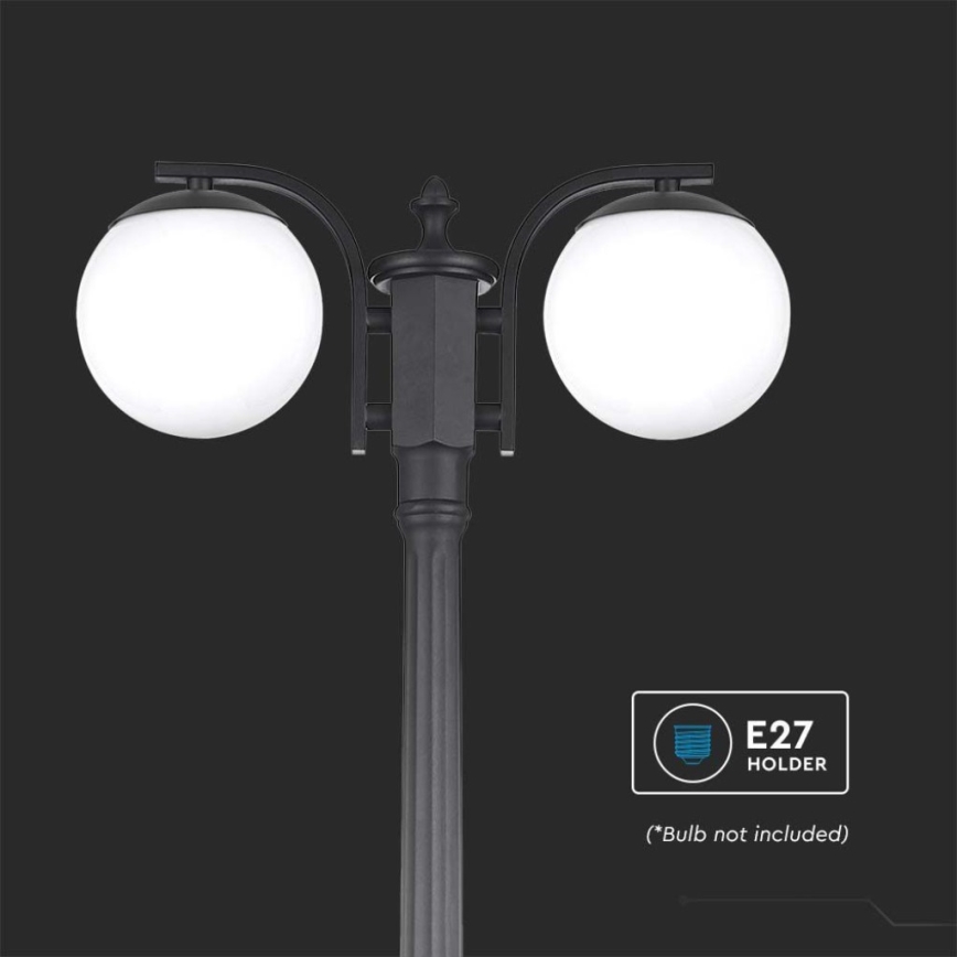Utelampa 2x E27/60W/230V, IP44, 199 cm, svart