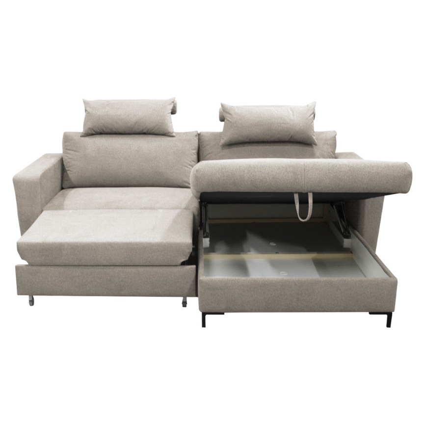 Utfällbar L-formad hörnsoffa med förvaringsutrymme HORTA, höger, grå