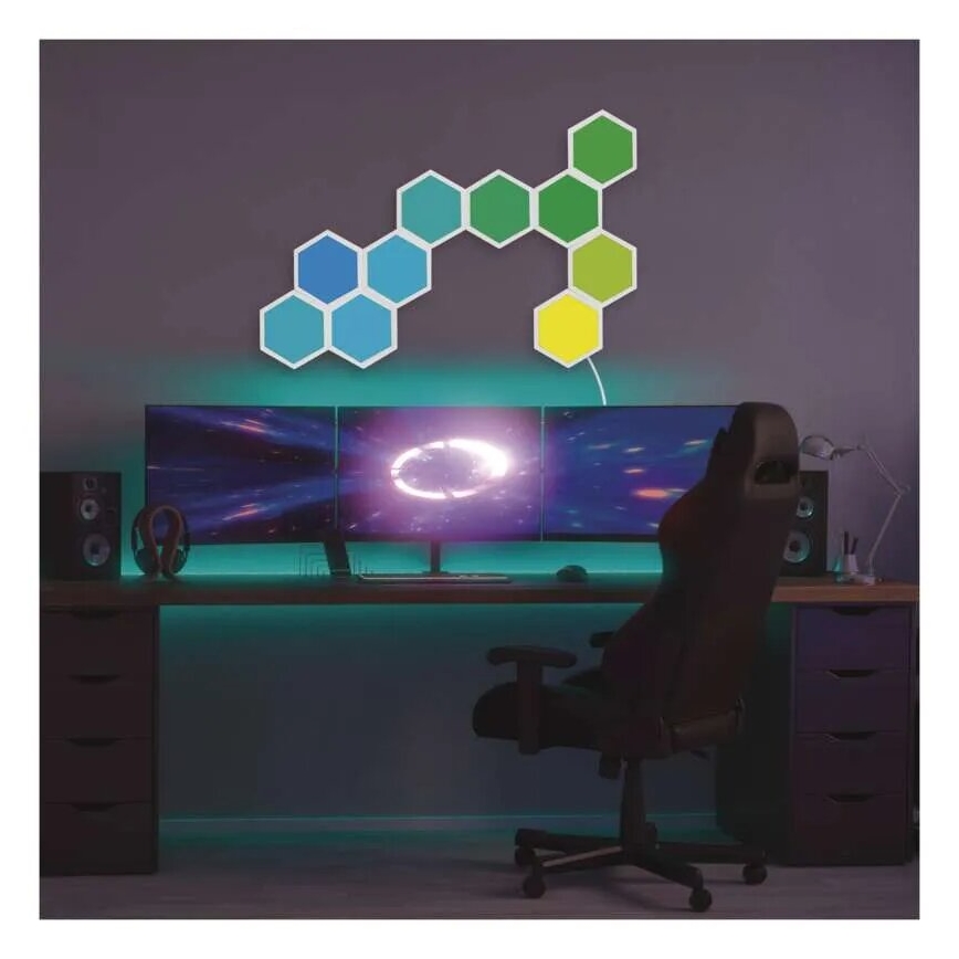 Set om 3 dimbara LED-paneler RGBIC+CCT - utbyggnadsset LED/1,8W/230V Wi-Fi Tuya
