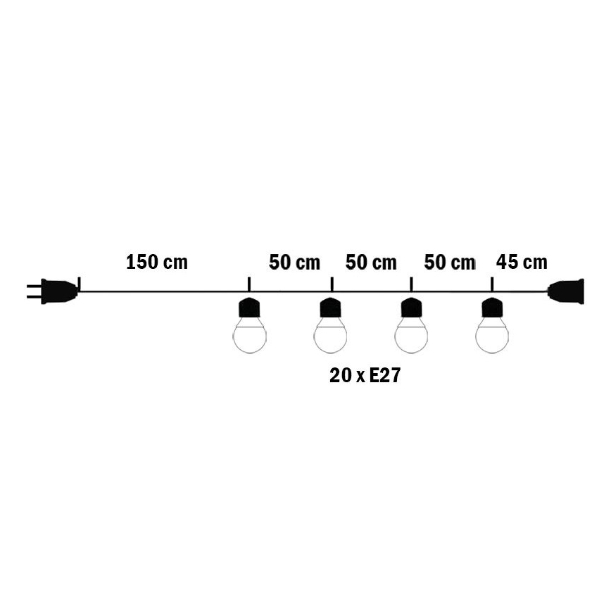 Utomhus dekorationskedja MIMOSA 20xE27/1,3W/230V IP44 10m