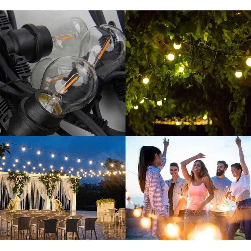 Utomhus Dekorativ slinga MIMOSA 10xE27/1,3W/230V IP44 10 m