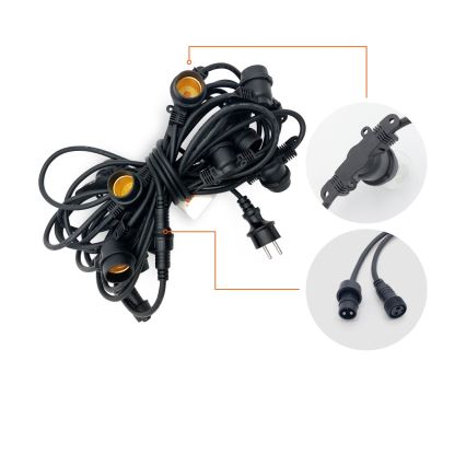 Utomhus Dekorativ slinga MIMOSA 10xE27/1,3W/230V IP44 10 m