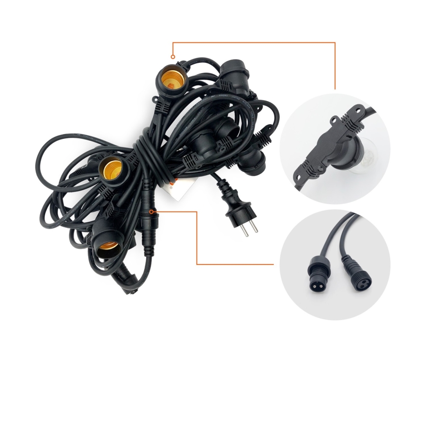 Utomhus Dekorativ slinga MIMOSA 10xE27/1,3W/230V IP44 10 m