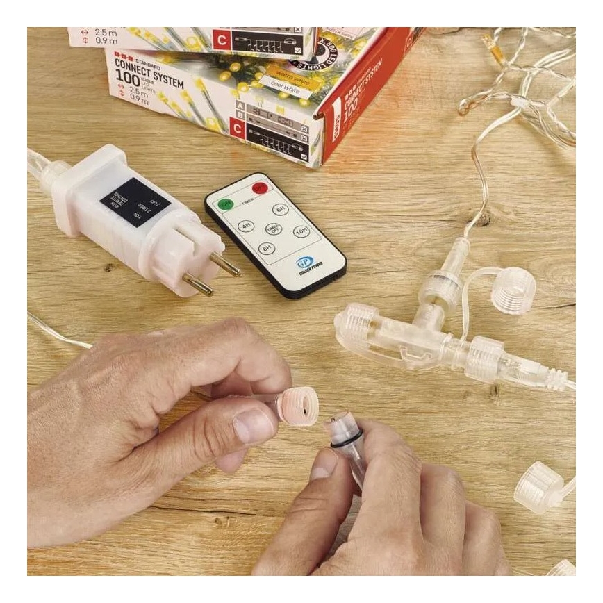 Utomhus förlängningskabel för sammankopplade ljusslingor, transparent, 10 m, IP44