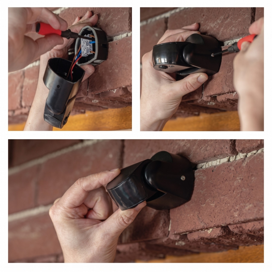 Utomhus rörelse- och skymningssensor PIR 1200W/230V IP65 svart