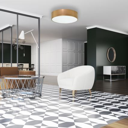 Utomhus taklampa med sensor CLEO 2xE27/24W/230V d. 30 cm guldIP54