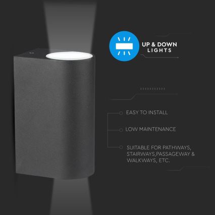 Utomhus Väggbelysning 2xGU10/20W/230V IP44