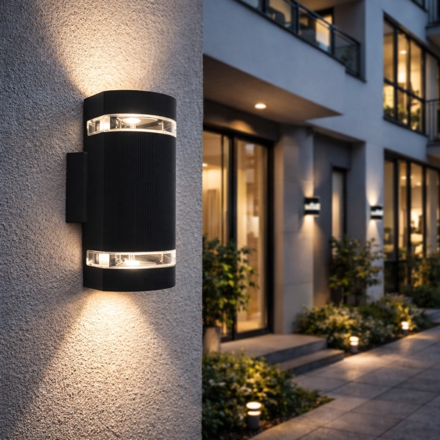 Utomhus Väggbelysning KORTEK 2×GU10/30W/230V IP44 Svart