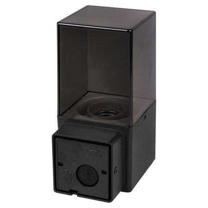 Utomhusvägglampa med rörelse- och skymningssensor 1xE27/40W/230V IP44 svart/rökfärgad