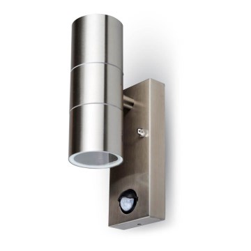 Utomhus vägglampa med sensor 2xGU10/35W/230V IP44