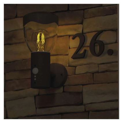 Utomhus vägglampa med sensor ARTEO 1xE27/15W/230V IP44