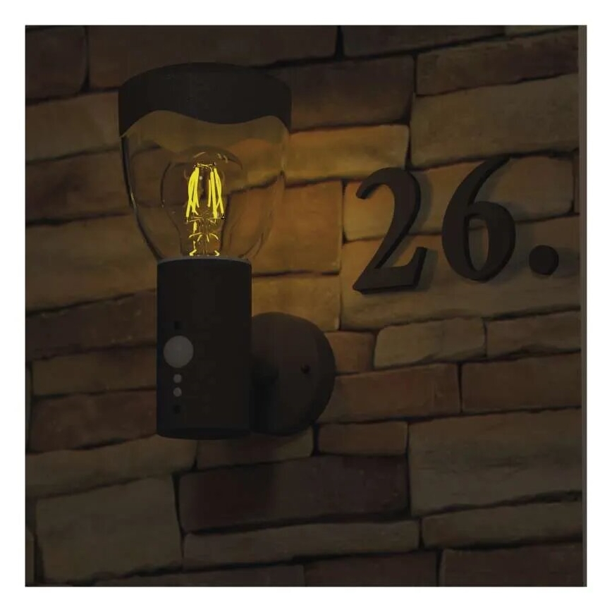 Utomhus vägglampa med sensor ARTEO 1xE27/15W/230V IP44