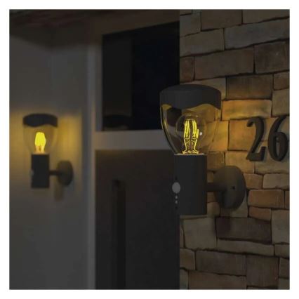 Utomhus vägglampa med sensor ARTEO 1xE27/15W/230V IP44