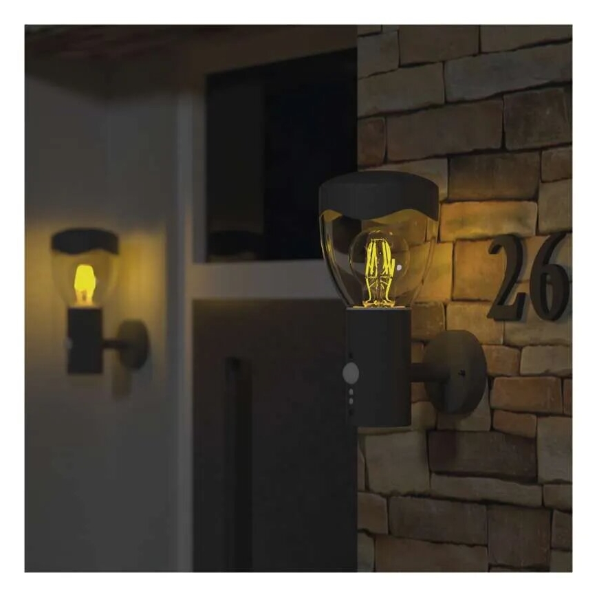 Utomhus vägglampa med sensor ARTEO 1xE27/15W/230V IP44