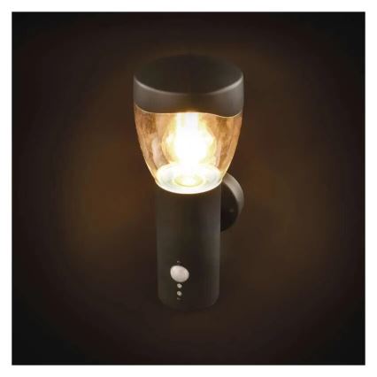 Utomhus vägglampa med sensor ARTEO 1xE27/15W/230V IP44