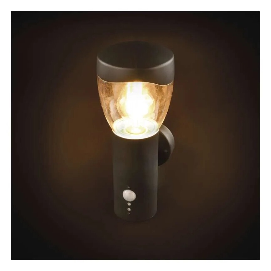 Utomhus vägglampa med sensor ARTEO 1xE27/15W/230V IP44