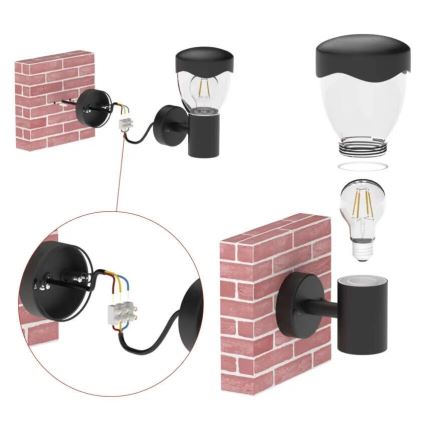 Utomhus vägglampa med sensor ARTEO 1xE27/15W/230V IP44