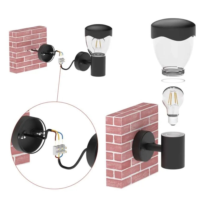 Utomhus vägglampa med sensor ARTEO 1xE27/15W/230V IP44