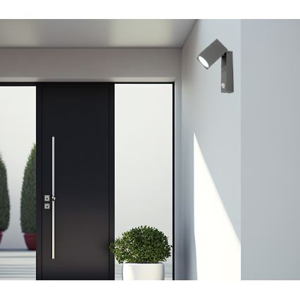 Utomhus vägglampa med sensor QUAZAR 1xGU10/35W/230V IP44 grå
