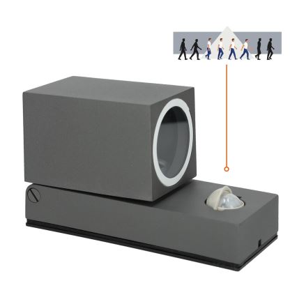 Utomhus vägglampa med sensor QUAZAR 1xGU10/35W/230V IP44 grå