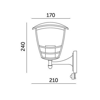 Utomhus vägglampa med sensor TEVIO 1xE27/60W/230V IP54 svart