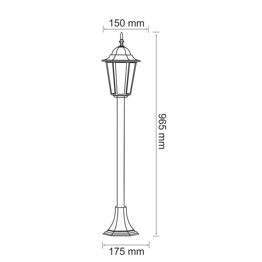 Utomhuslampa 1xE27/20W/230V IP43 96,5 cm svart