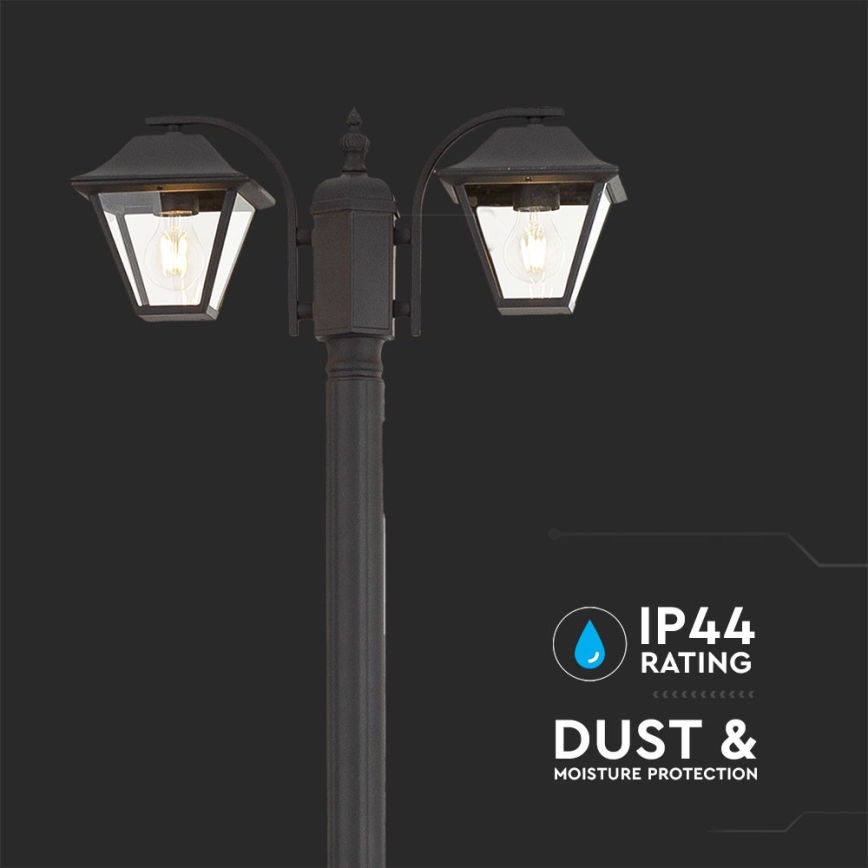 Utomhuslampa 2xE27/60W/230V IP44 232cm svart