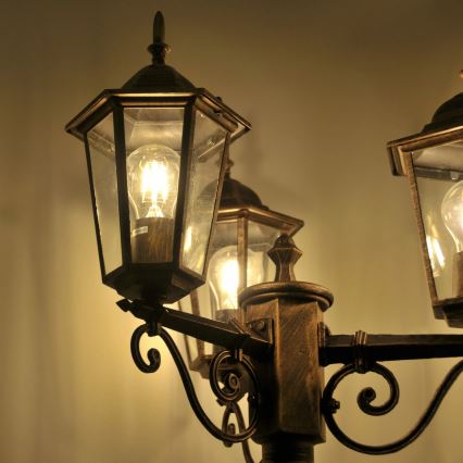 Utomhuslampa 3xE27/20W/230V IP43 2,58 m patina