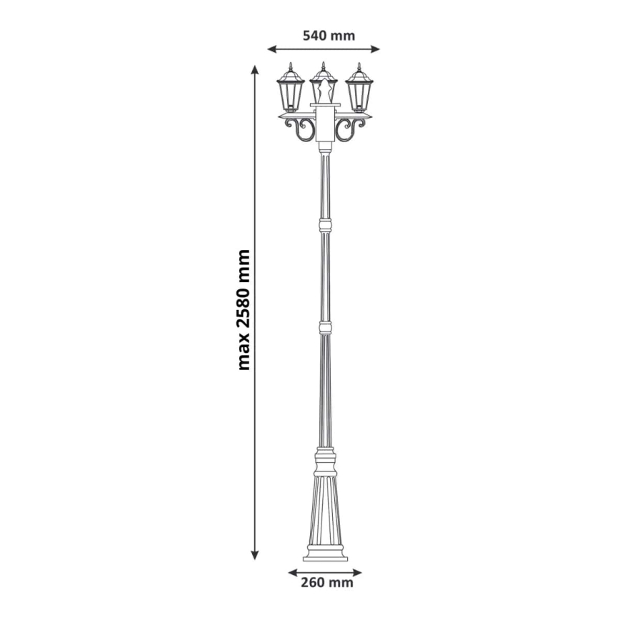 Utomhuslampa 3xE27/20W/230V IP43 2,58 m patina