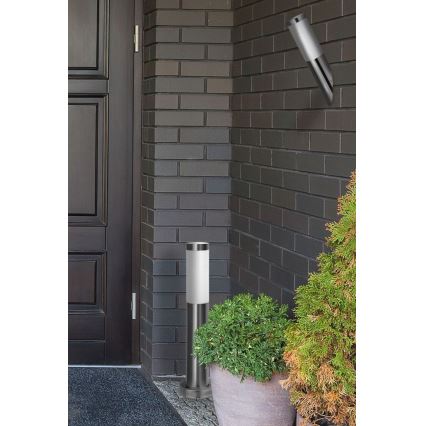 Utomhuslampa LIVIA 1xE27/10W/230V 45 cm IP44 silverfärgad