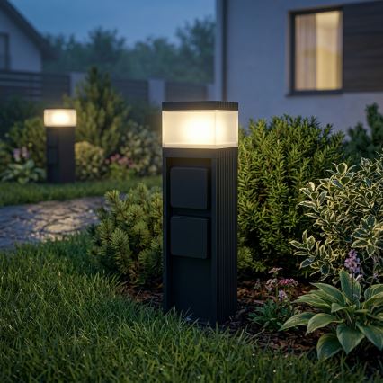 Utomhuslampa med 2 uttag VESPER 1xG9/5W/230V IP44 30 cm svart