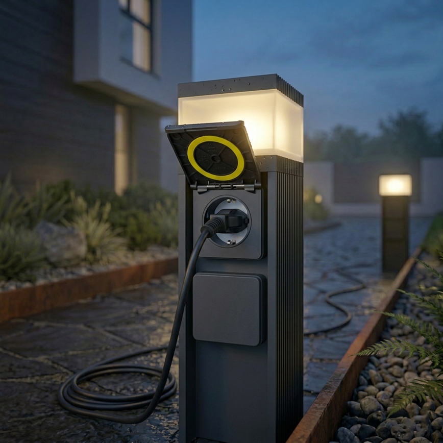Utomhuslampa med 2 uttag VESPER 1xG9/5W/230V IP44 30 cm svart