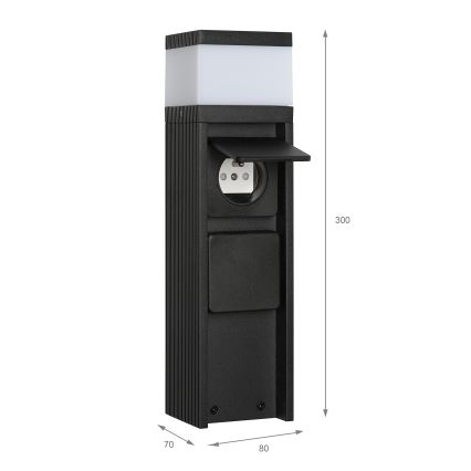 Utomhuslampa med 2 uttag VESPER 1xG9/5W/230V IP44 30 cm svart