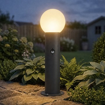 Utomhuslampa med rörelse- och skymningssensor STONO 1xE27/15W/230V 80 cm IP65 antracit