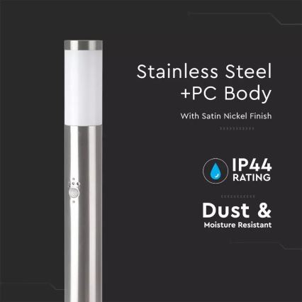 Utomhuslampa med sensor 1xE27/60W/230V IP44 80cm matt krom