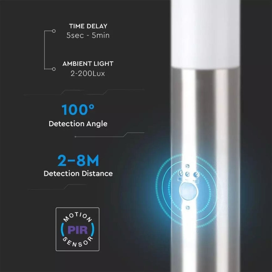 Utomhuslampa med sensor 1xE27/60W/230V IP44 80cm matt krom