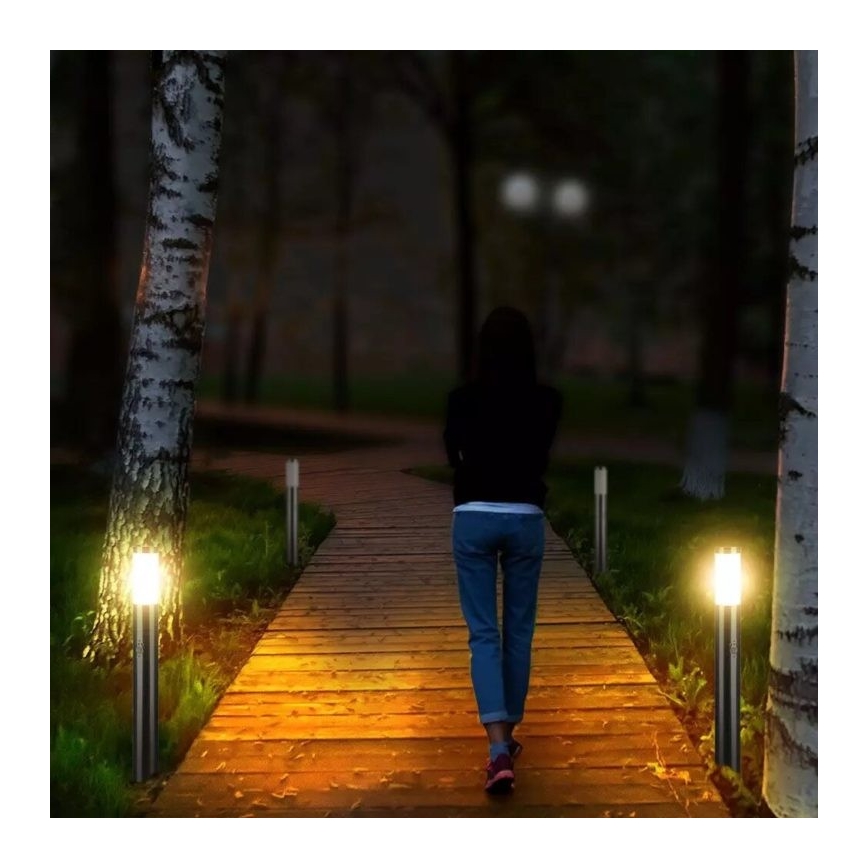 Utomhuslampa med sensor 1xE27/60W/230V IP44 80cm matt krom