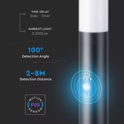 Utomhuslampa med sensor 1xE27/60W/230V IP44 80cm svart