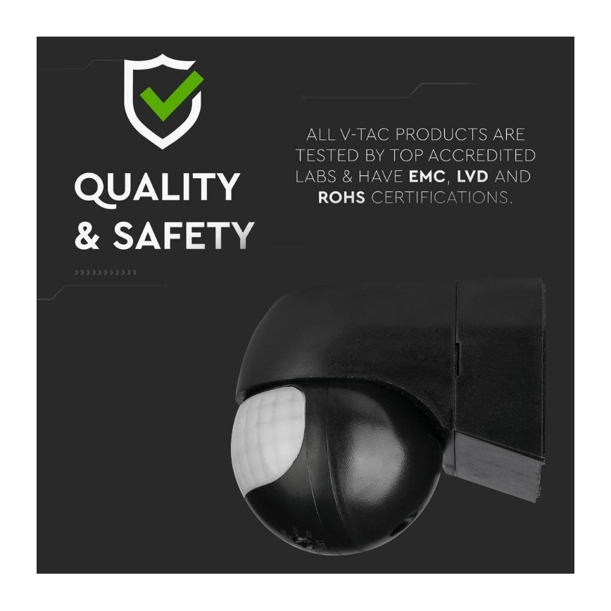 Utomhusbelysning med sensor  230V IP44 svart