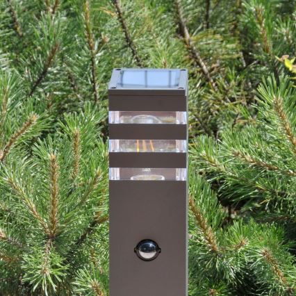 Utomhuslampa med sensor TEKSAS 1xE27/12W/230V IP44 74 cm antracit