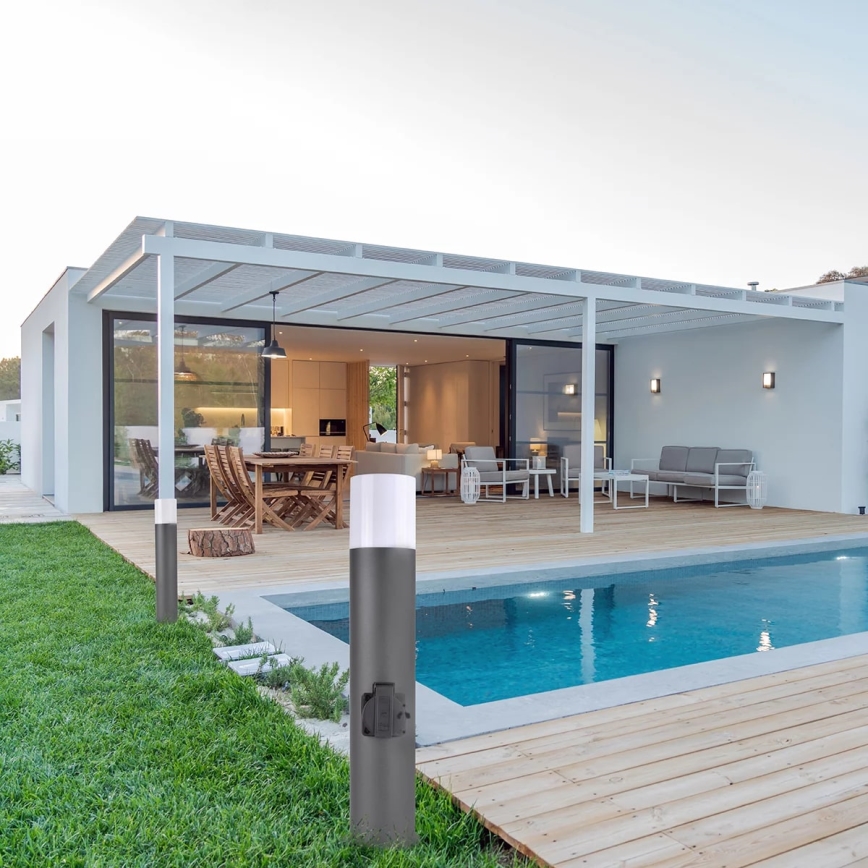 Utomhuslampa med uttag DALLAS 1xE27/12W/230V IP44 antracit