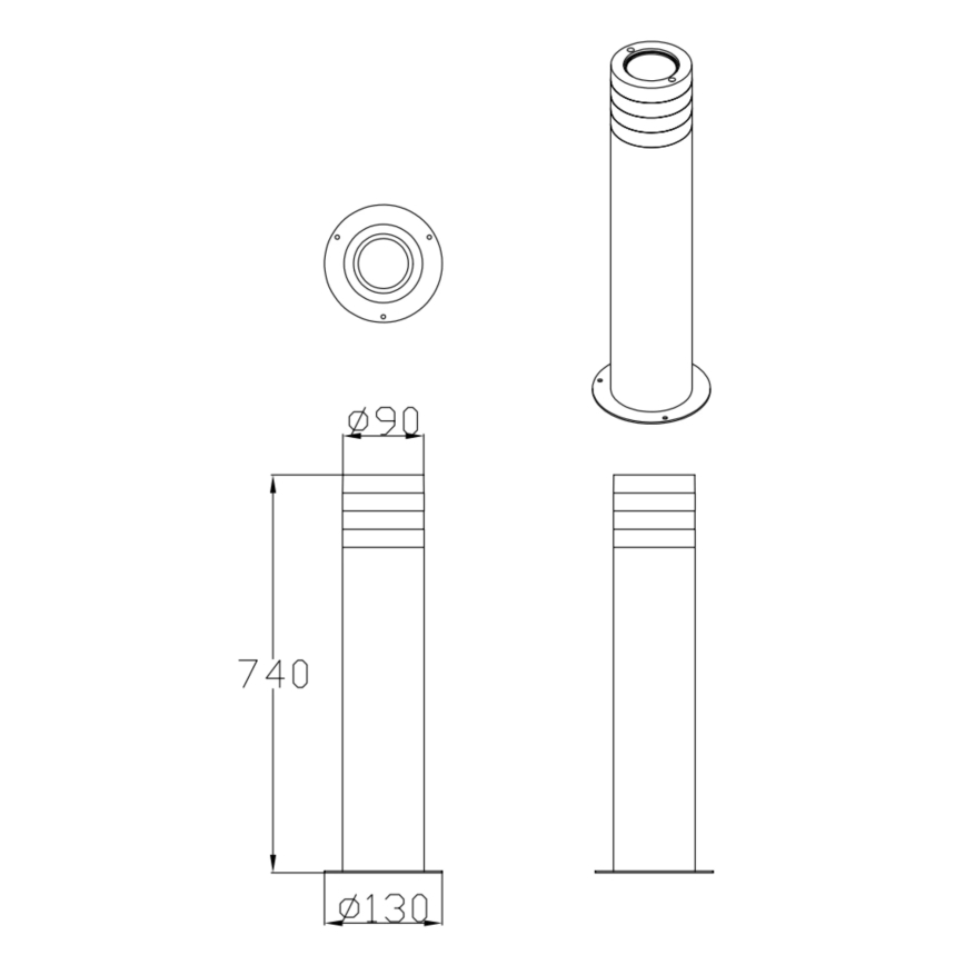 Utomhuslampa RINO 1xE27/12W/230V IP54 74 cm svart