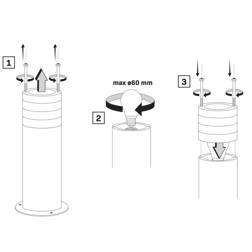 Utomhuslampa RINO 1xE27/12W/230V IP54 74 cm svart