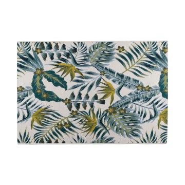 Utomhusmatta CAPPUCCINO 80x165 cm turkos/bladmönster