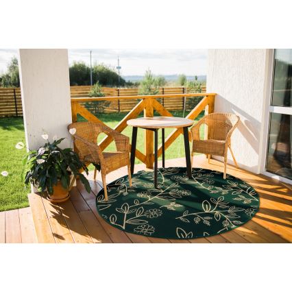 Utomhusmatta JUNGLE 135 cm grön/bladmönster