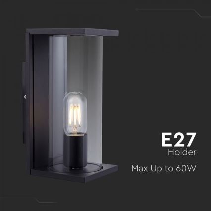 Utomhusväggarmatur 1xE27/60W/230V IP44 svart