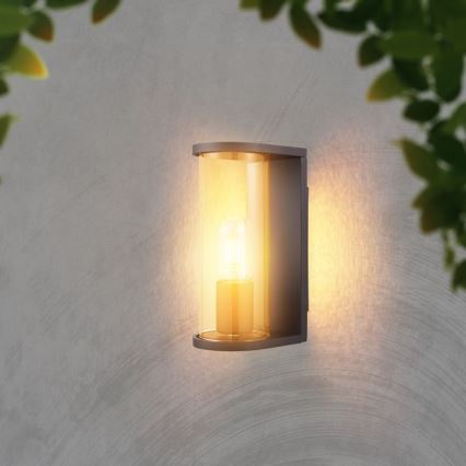 Utomhusvägglampa 1xE27/60W/230V IP44 svart/rökt glas
